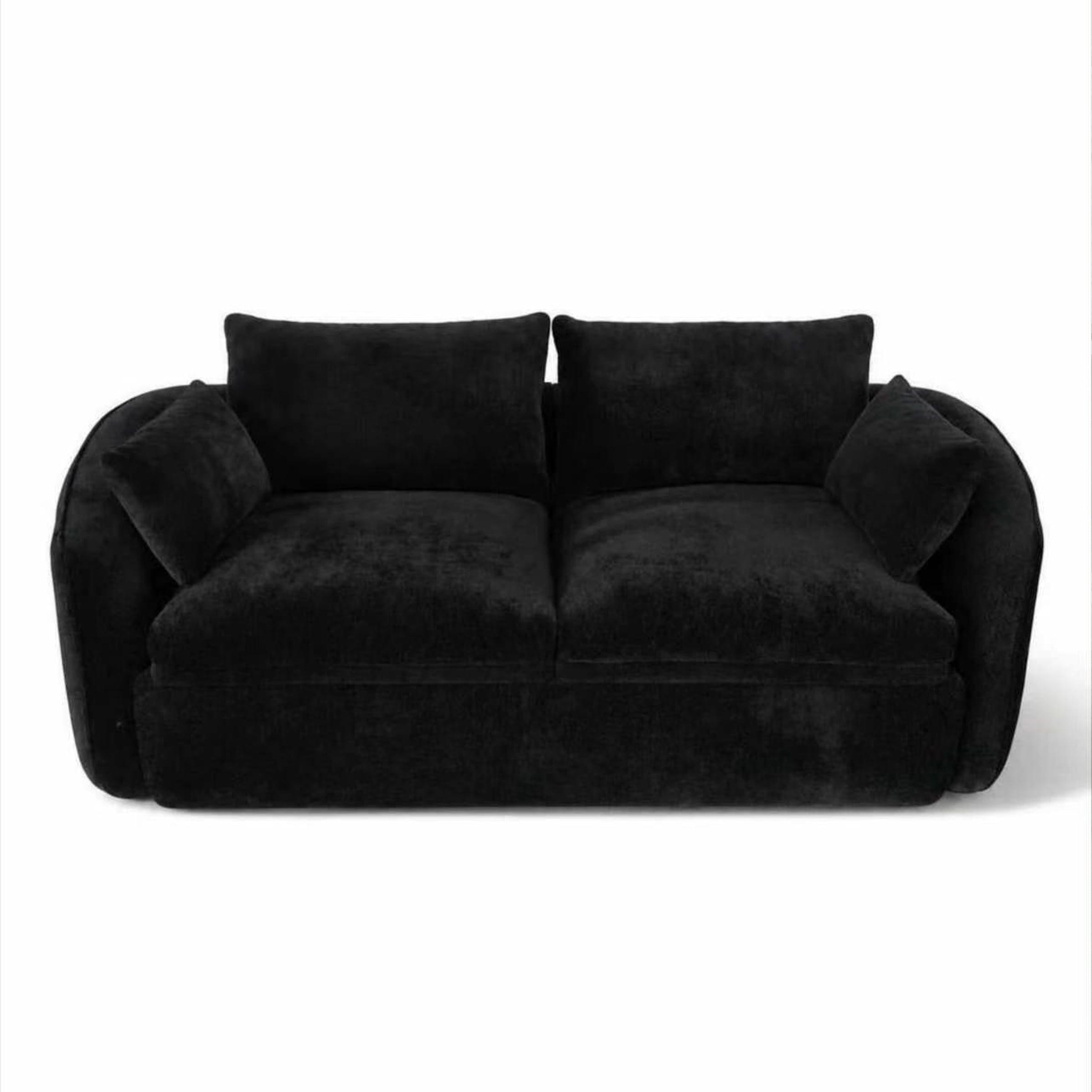 Garitin Loveseat Sofa and Two Seater Couch 78.7 Inch, Foam Filled Suede Fabric Living Room Furniture for Apartment, Black