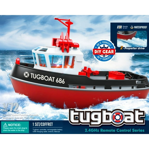 <new_title>POCO DIVO Cartoon Tugboat RC Boat Harbor Work Ship 2.4Ghz Radio Remote Control LED Night Sailing</new_title>