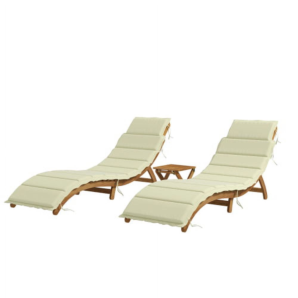 3 Piece Patio Furniture Set,Solid Wood Folding Chair with Removable Cushion,Outdoor Lounge Chair Set with Foldable Side Table,Double-Sided Cushion Lounger Chairs Set for Garden Lawn Backyard - image 2 of 7