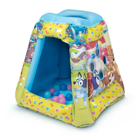 Bluey Preschool Indoor Inflatable Ball Pit Playland Includes 20 Soft Flex Balls Child 2 Years Blue