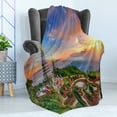 thumbnail image 4 of Landscape Soft Flannel Fleece Throw Blanket, View of Chiang Mai at Sunset in Doi Inthanon Mountain Thailand Historical, Cozy Plush for Indoor and Outdoor Use, 50" x 70", Multicolor, by Ambesonne, 4 of 5