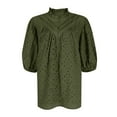 thumbnail image 4 of Jzuxvd Eyelet Tops for Women Summer Tops, Eyelet Blouse for Women Hollow Out Lace Top Embroidered Blouses, V Neck Button Puff Sleeve Army Green XL, 4 of 5