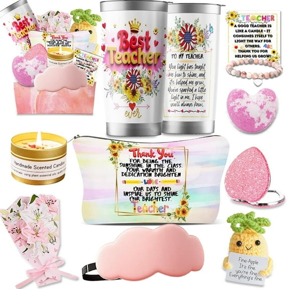 Best Teacher Christmas Gifts, Teacher Appreciation Gifts, 9Pcs Unique Gifts Ideas from Students - Basket Box for Teachers,New Year, Christmas, Valentine's Day, Birthday Gifts for Teacher