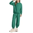 thumbnail image 2 of QBABYOO Girls 2 Piece Tracksuit Set Fashion Half Zip Sweatshirt Girls Outfits Teen Clothes For Girls Toddler Tracksuit Long Sleeve Stylish Tops and Pants Clothes, Green 7-8Y, 2 of 9
