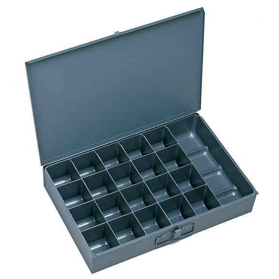 Durham 204-95-IND Gray Steel Individual Small Scoop Box, 13-3/8" Width x 2" Height x 9-1/4" Depth, 21 Compartment
