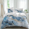 thumbnail image 2 of Blue Abstract Bedding 3 Piece Duvet Cover Set California King, Modern Marble Yellow Ombre Soft Microfiber Comforter Cover with Zipper Closure & Pillowcases, Wrinkle & FadeResistant Quilt Cover, 2 of 9