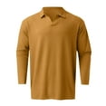thumbnail image 4 of Rigardu polo shirts for men Male Casual Autumn Striped Fabric T Shirt V Neck Turn Down Collar Long Sleeve Tops T Shirt mens polo shirts polo t shirts for men Yellow + XL, 4 of 5