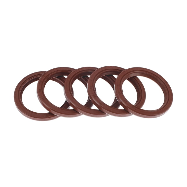 Sello de aceite universal Unique Bargains TC de doble labio con resorte de acero, anillo de sello para eje rotativo 28x35x4mm, caucho FKM de alta presión, marrón, 5 piezas