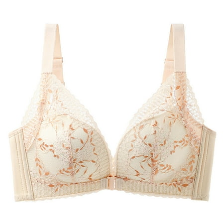 Gnurob Women s Wireless Bralette  Front Closure Lace Bras Convertible Bra Seamless Wireless Bralettes Cozy Widen Band Brassiere Thin Cup Underwear for Women Clearance Saving Pink Medium