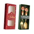 thumbnail image 1 of Juego de 2 tenedores y cucharas navideñas para Navidad, cubiertos y cucharas de postre. Alce, 1 of 9