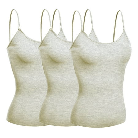 

Basic Women Short Cami Built-In Shelf Bra - 3 Pk - Oat Oat Oat Large