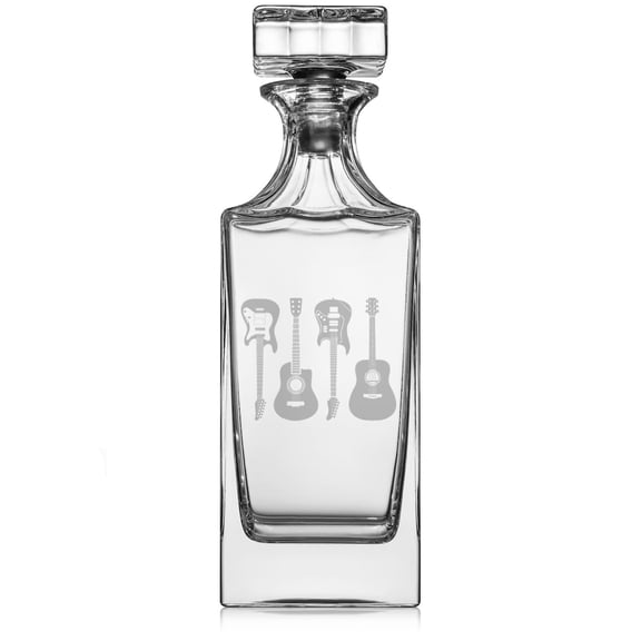 30 oz Glass Whiskey Decanter with Glass Stopper Gift Guitars