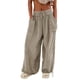 thumbnail image 3 of Pantalones Holgados Informales de Algodón para Mujer, de Pierna , con Costuras de Cordón y Bolsillos. Gris M, 3 of 9