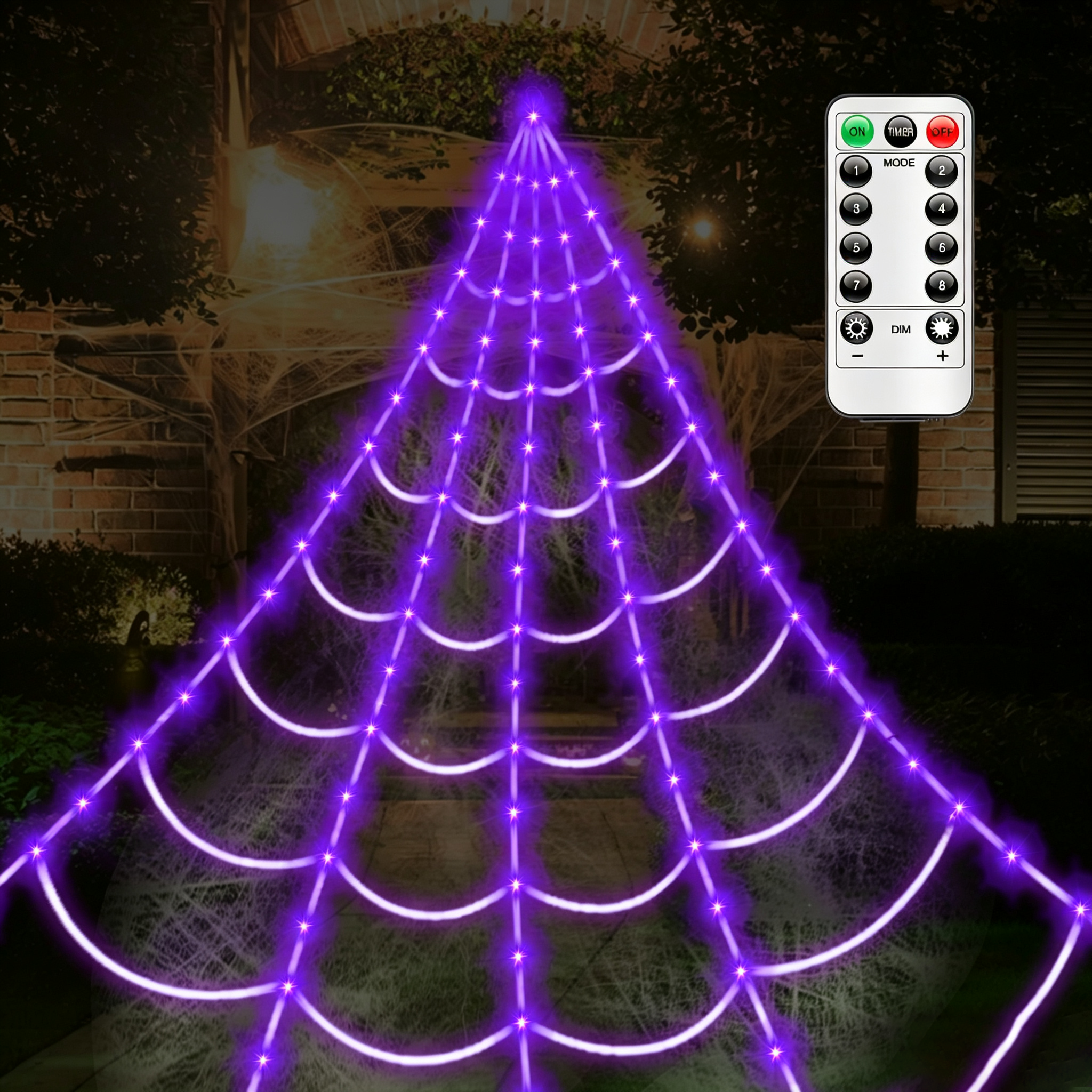 LCHUANG Large Spider Web Halloween String Lights with Remote photo 5