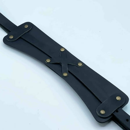 L&M Viking Guitar Strap - Vintage Pad Style With 3/4" Leather Straps - Black