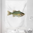 thumbnail image 1 of Bass Fish Tapestry, Local Activity Bay Hunting Sea Animal Catching Artwork on Plain Back, Fabric Wall Hanging Decor for Bedroom Living Room Dorm, 5 Sizes, Laurel Green Tan Fawn, by Ambesonne, 1 of 1