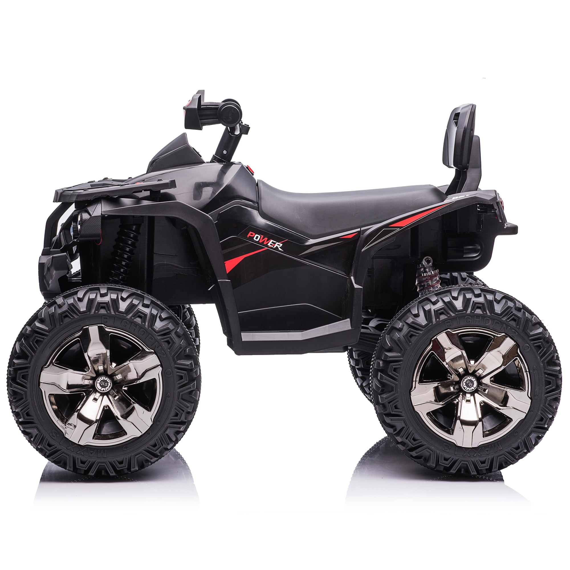 800W Dirt Quad w/ Remote Control - 24V Powered Ride on ATV, Electric Powerful 4-Wheeler for Big Kids, Up to 5.5 mph, Knee Pads, Black