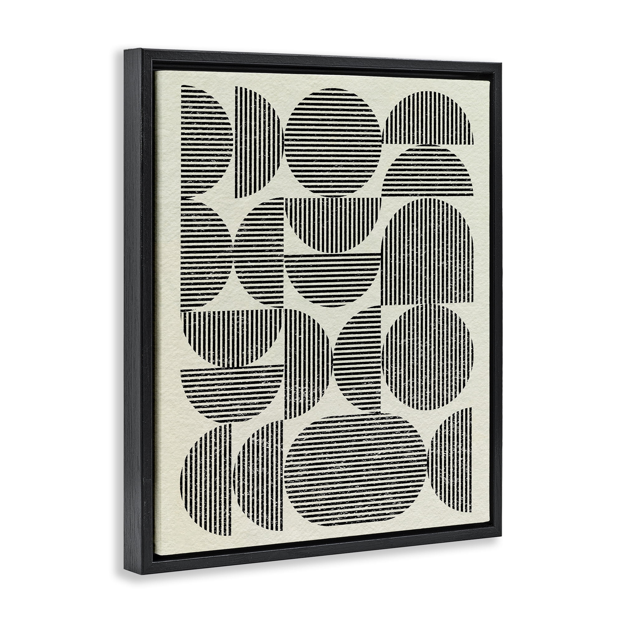 Stupell Industries Modern Arch Shapes Abstract Painting Black Floater Framed Canvas Art Print Wall Art, 17 x 21