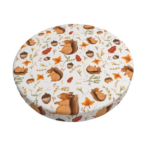 Balery Squirrel Fundas de asiento para taburete de bar redondo de tela de terciopelo ajustables que protegen de arañazos y manchas para sillas de 14 a 17 pulgadas.-14 inch