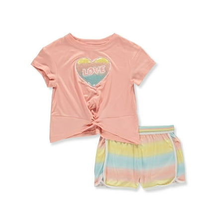 

Lemon Kiss Girls 2-Piece Love Shorts Set Outfit - peach multi 3t (Toddler)