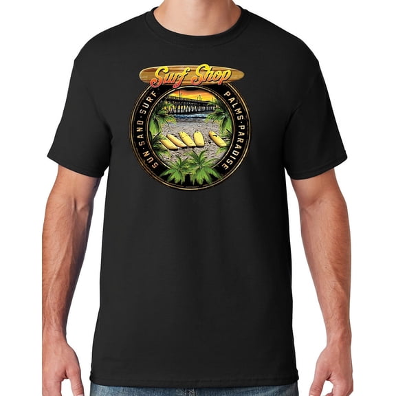 Mens Manu Bay Surf Company CIRCLE SURFING T-shirt, XL Black