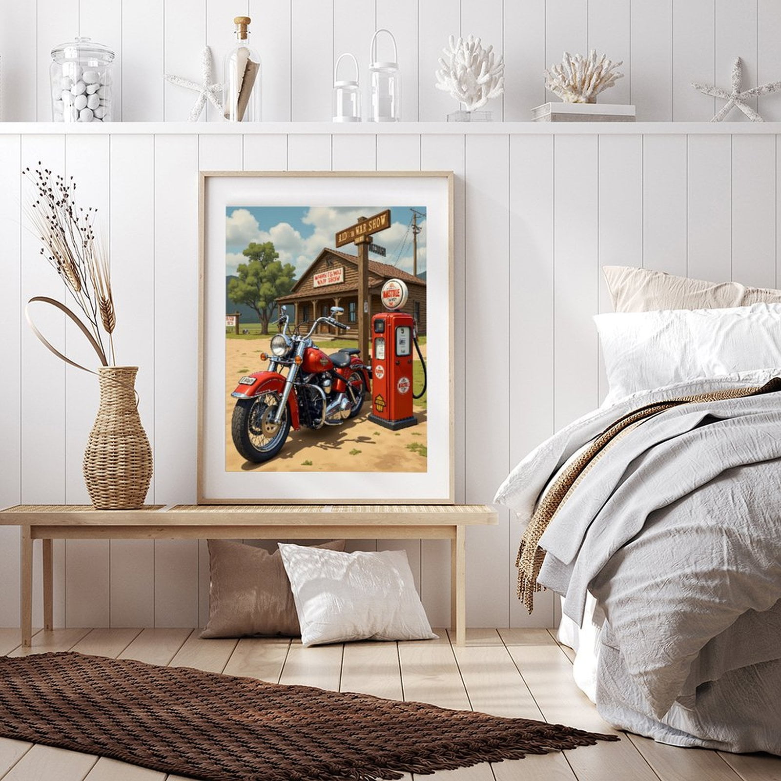 Diamond Art Kit for Adults, Vintage Motorcycle Gas Stop Diamond Painting for Adults Beginners, DIY Diamond Art Painting Kits, 5D Diamond Painting Crafts for Home Decor 12x16 Frameless