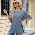 thumbnail image 2 of FLMEI Women's T-Shirts Tees Summer Tops Short Sleeve T Round Neck Loose Cropped T Shirtsoft Blouses Casual Pullover T S-XXL, 2 of 9