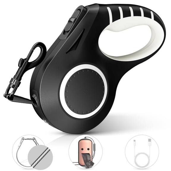 BEBANG Retractable Dog Leash with Chew Proof Wire Rope, 20ft Dog Leash Retractable with Poop Bag Dispenser for Small Medium Large Dog Up to 110lbs