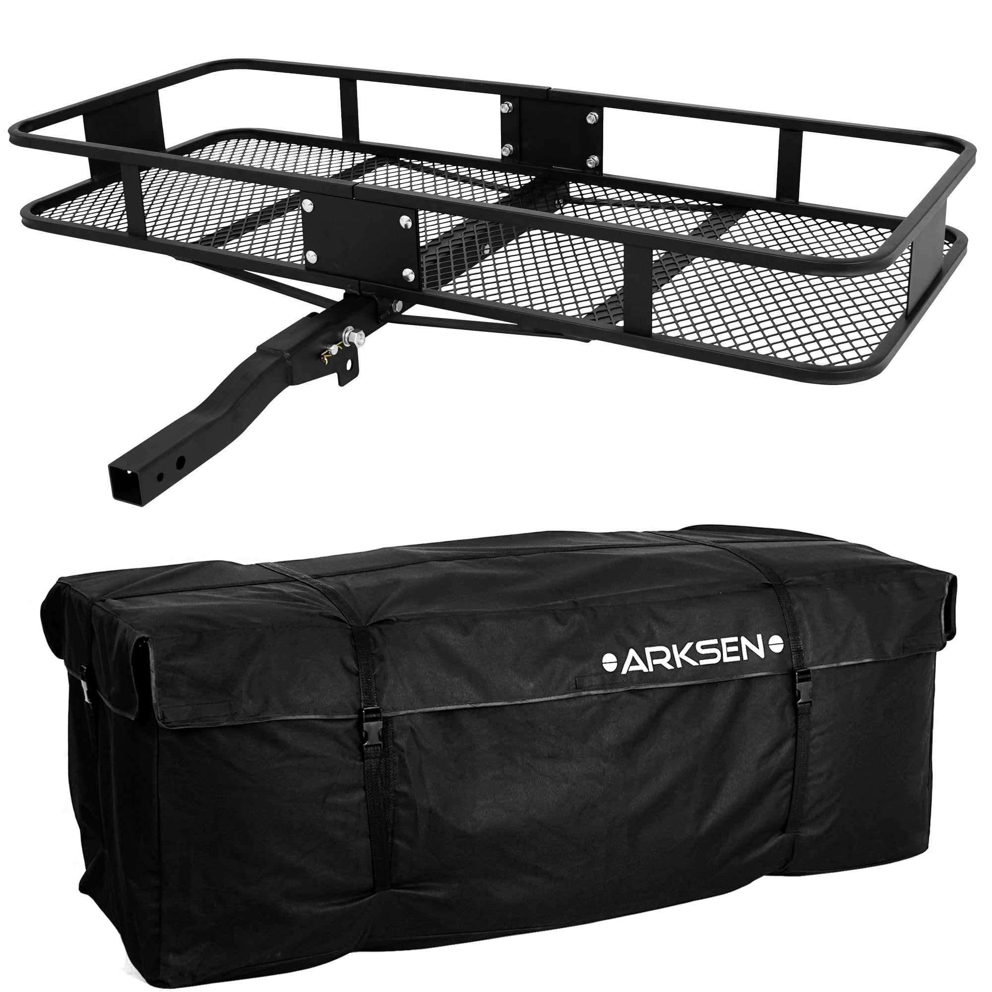 Black ARKSEN 60 x 24 x 6 Hitch Mount Angled Shank Cargo Carrier Luggage Basket Fit 2 Receiver 500LBS Capacity Camp Travel SUV Camping 