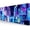Neon Street, variant on Blue Sky with Clouds Desk Mat, Cute Large Mouse Pad, Blue Desk Pad, Non-Slip Rubber Base with Stitched Edges Deskmat, 31.5 X 11.8 Inch