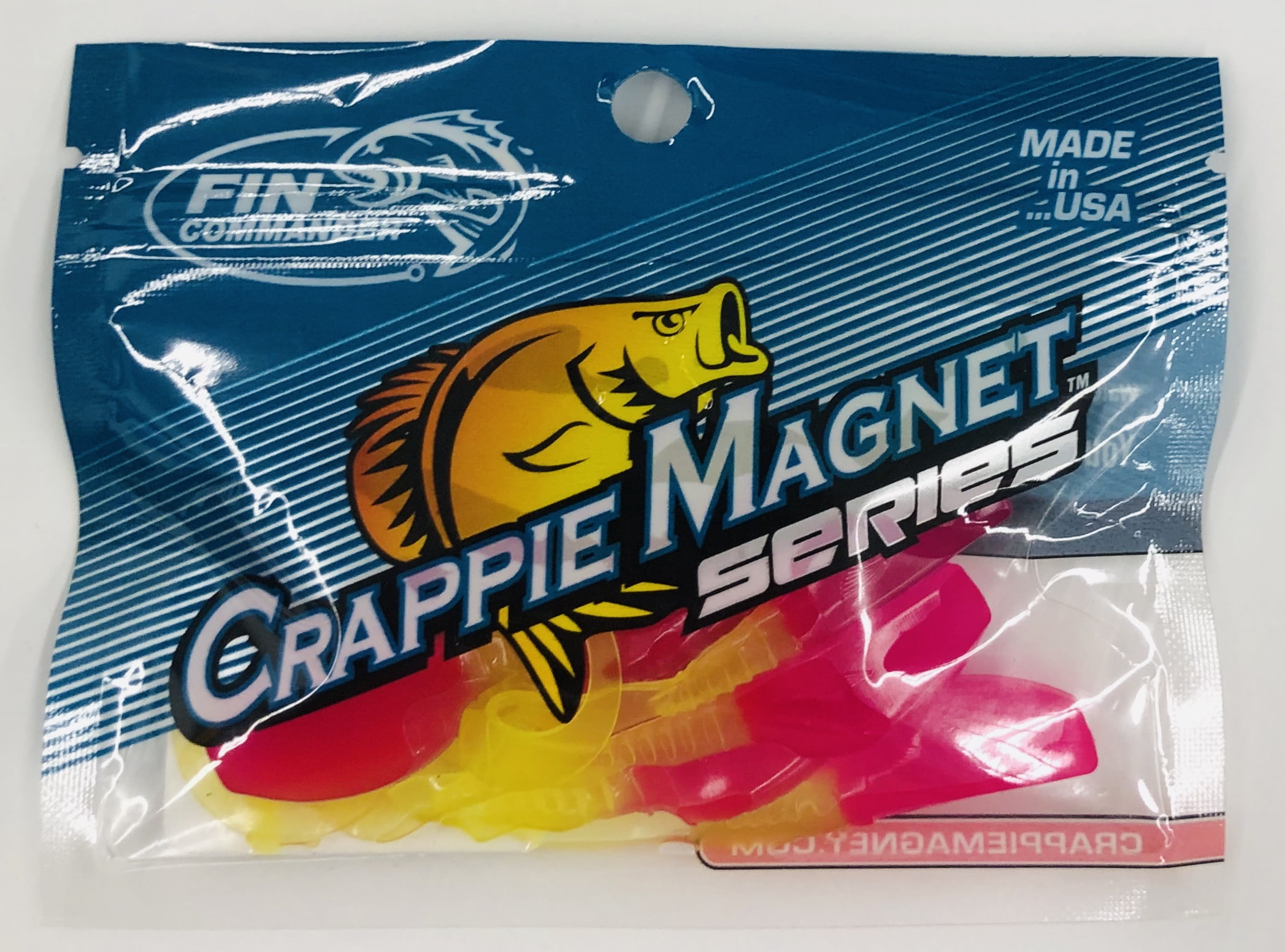 Fin Commander Crappie Slab Curly Fishing Lure, Pink & Chartreuse