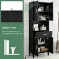 thumbnail image 6 of 70"  Tall Bathroom Cabinet With Drawer 4 Soft Close Doors Adjustable Shelves For Stylish Storage, Black, 6 of 15