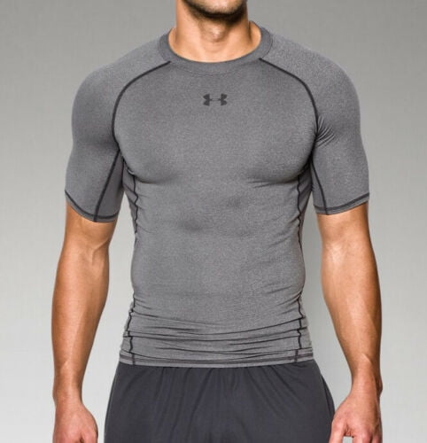 Compression Mens Under Armour Heatgear Compression Short Sleeve T-Shirt In Grey 
