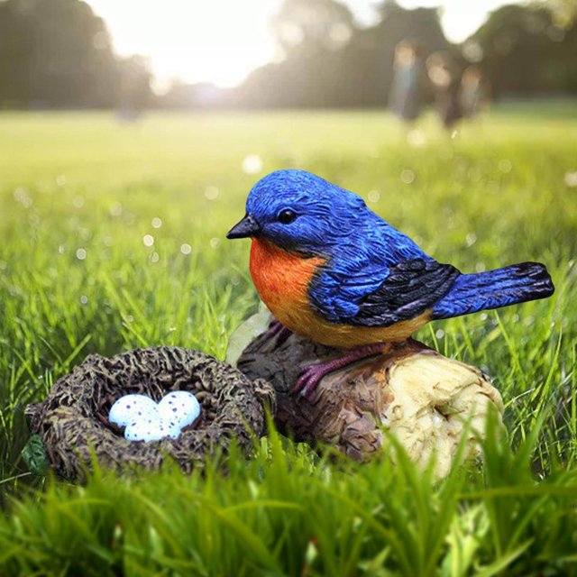 pitrice Miniature Bird Statue Arts Crafts Bird Animal Model Ornament Decor 2Pcs B