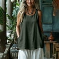 thumbnail image 2 of Flowy Tank Tops for Women Loose Cotton Linen Sleeveless Crew Neck Tops Dressy Causal Bussniess Beach Tunics with Pockets, 2 of 7