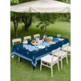 thumbnail image 3 of Outdoor Tablecloth with Umbrella Hole and Zipper, Blue Christmas Trees Rectangle Table Cloth 54x80 Inch Waterproof Tablecloth, Navy Winter Snowflakes Retro Plaid Picnic Table Cover for Patio Camping, 3 of 7