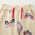 thumbnail image 7 of LIIPEE Girls Boys Casual Pants Cartoon Butterfly Printed Stretch Elastic Waist Drawstring Wide Leg Joggers Trousers With Pockets Toddler Classic School Pants,Beige,2-3 Years, 7 of 7