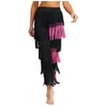 thumbnail image 3 of LiiYii Pantalon de Danse Latine de Salon à Franges pour Femmes Salsa Tango Samba Rumba Performance de Danse Noir&Rose TTG, 3 of 7