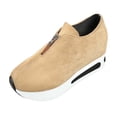 thumbnail image 2 of Womens Platform Loafers Sneakers High Heels Casual Shoes (Khaki 40), 2 of 8