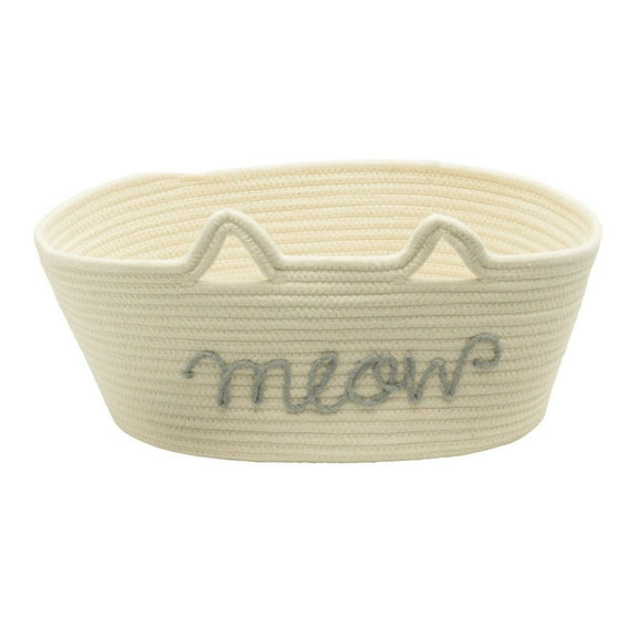 Cotton Rope Storage Basket, Cat's Meow Pet Theme, White