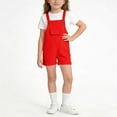 thumbnail image 2 of AINIYS Kids Denim Overall Dress Shorts Sleeveless Strap Sturdy with Button Closure for Weekend Gatherings and Picnics Red 9-10 Years, 2 of 7