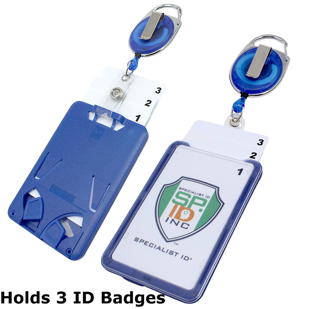 Plastic ID Badge Card Pocket Pouch 105 x 110 mm & Neck Lanyard Metal Clip lot 