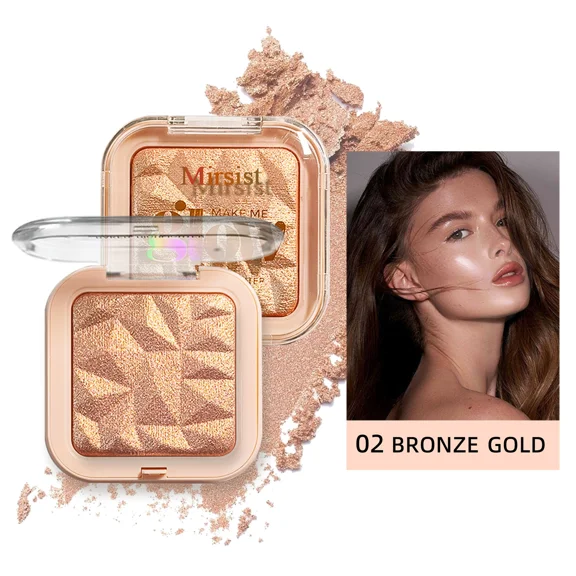 Face Highlighter Palette, High Glossy Face Illuminator Palette, Narutal Glow Finish, Pearl Shimmer Smooth Baked Powder, Lasting Sparkling Highlighter Makeup Palette Powder for Face Body Cheek Skin