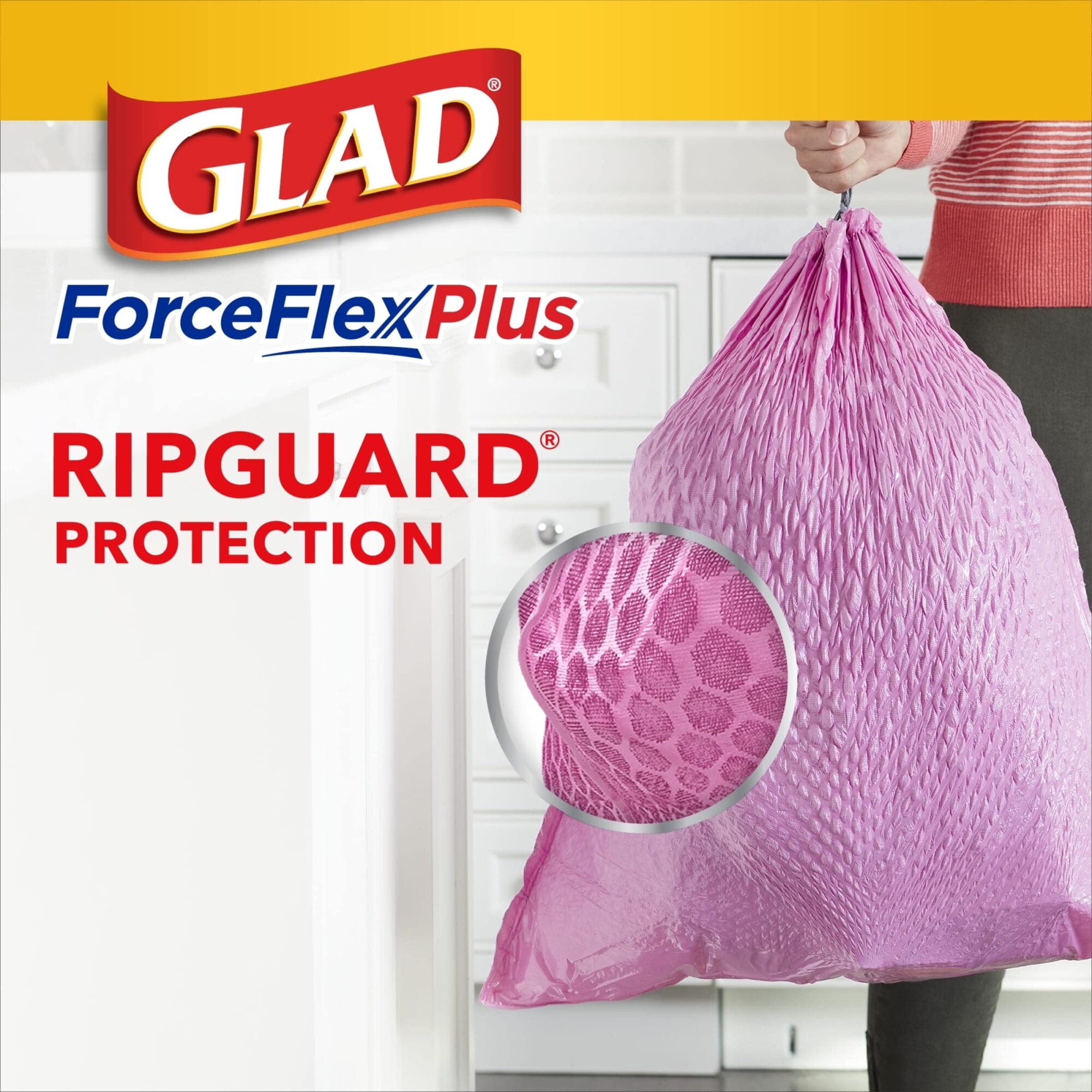 GLAD Forceflexplus 13 Gal. Cherry Scent Pink Drawstring Trash Bags  (34-Count)