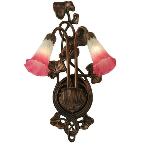 Meyda 11"W Pink/White Pond Lily 2 LT Wall Sconce
