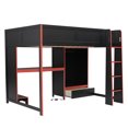 thumbnail image 6 of Harper & Bright Designs Full Gaming Loft Bed with Desk and LED Lights, Wood Full Size Loft Bed with Built-in Wardrobe and Drawers, Black, 6 of 13