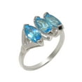 thumbnail image 1 of LBG British Made 14k White Gold Natural Blue Topaz Womens Trilogy Ring - 33 size options - Size 5.25, 1 of 5