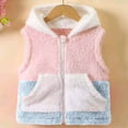 thumbnail image 2 of DxhmoneyHX Girls Jacket Soft Comfy Warm Fleece Vest Fall Winter Fashion Color Block Sleeveless Coat Full Zip up Hoodie with&nbsp;Pockets Size 110, 2 of 5