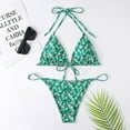 thumbnail image 4 of Aayomet Plus Size Bikini Two-piece Swimsuit Swimsuit Beachwear Up Women Split Bikini Swimsuit Push Split Bandage Set Swimwear,Green L, 4 of 4