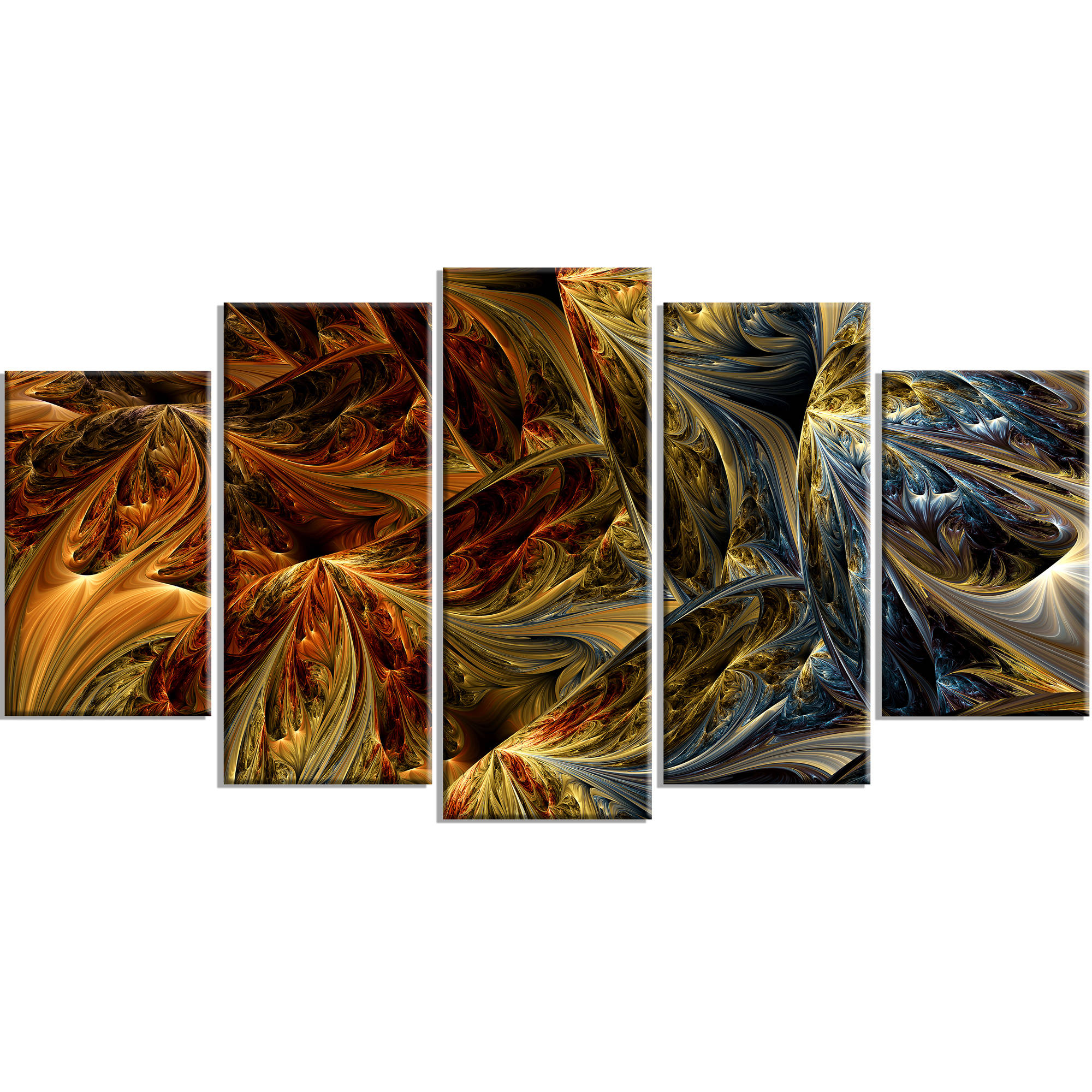 DESIGN ART  "Red VS Blue" 4-piece Large Canvas Print - Blue 60 in. wide x 36 in. high - 5 Panels diamond shape